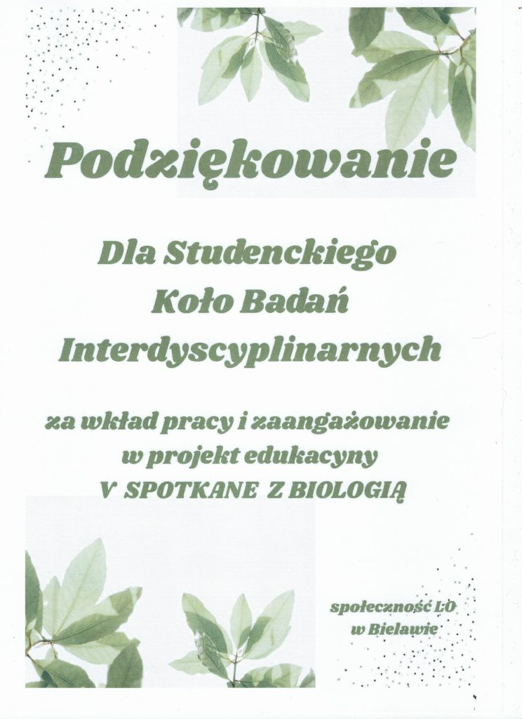 Podziękowanie V Bielawa